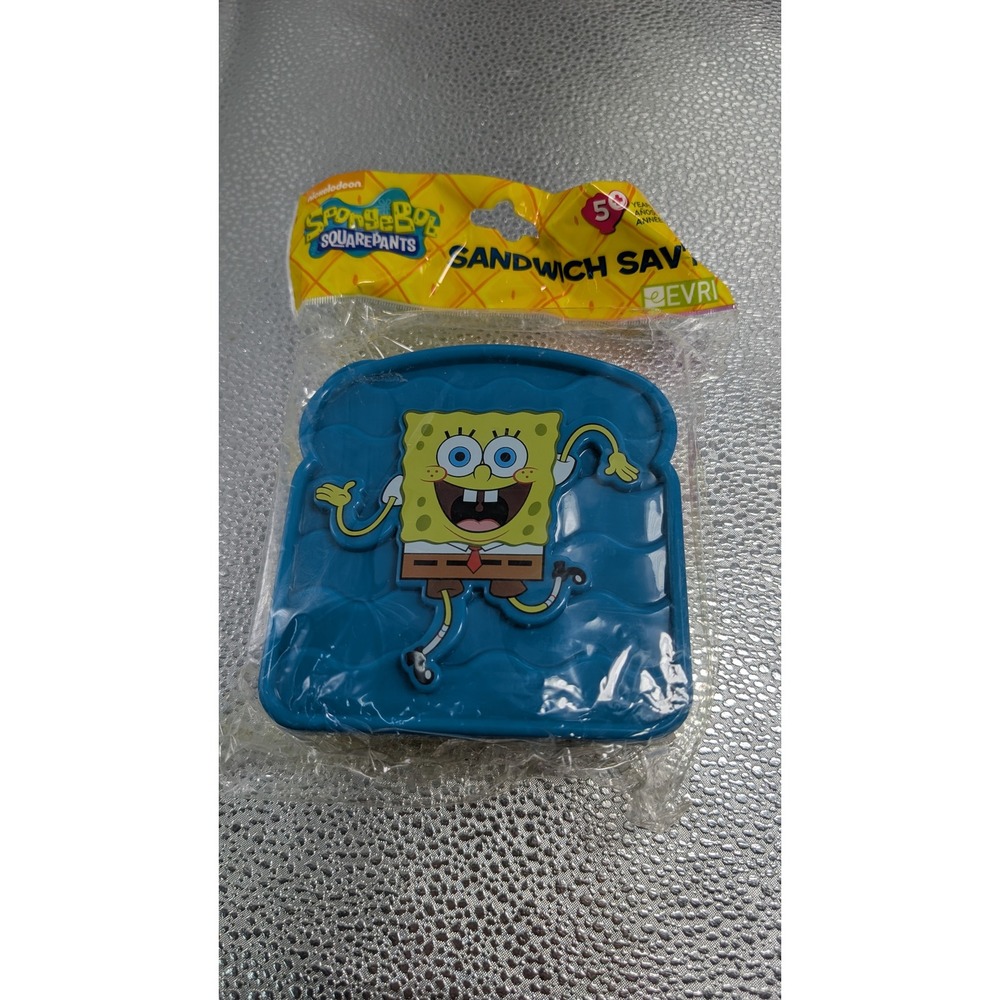 SpongeBob SquarePants Sandwich Blue Reusable Lunch Box Container NIP Nickelodeon